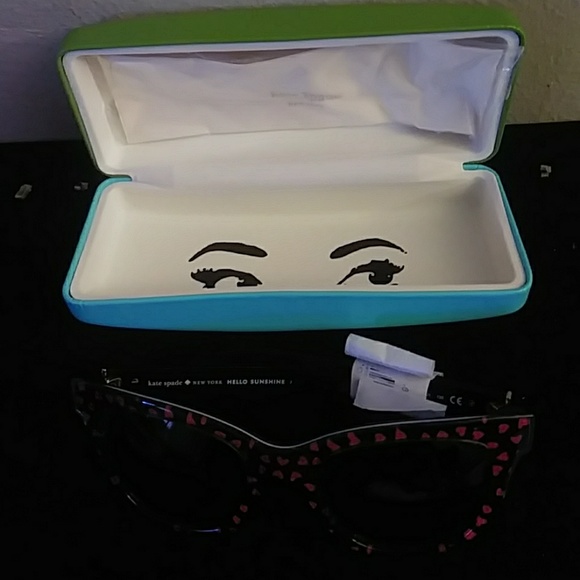 Kate Spade Black and Red Heart Shaped Sunglasses